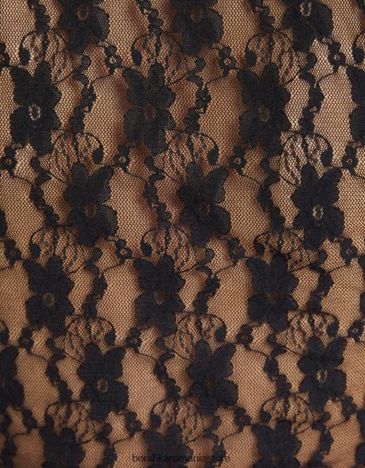 Bershka femei cămașă din dantelă fără mâneci negru Z86D397 îmbrăcăminte