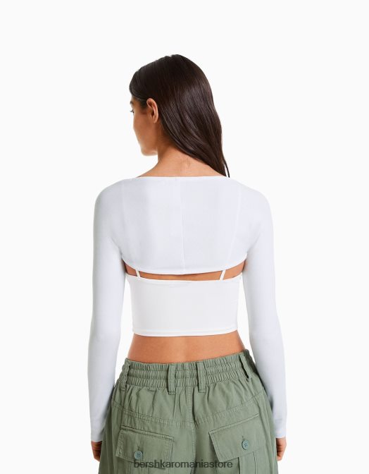 Bershka femei incalzitoare de brate de baza alb Z86D390 îmbrăcăminte