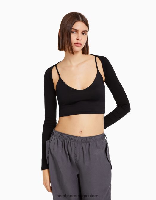 Bershka femei incalzitoare de brate de baza negru Z86D392 îmbrăcăminte