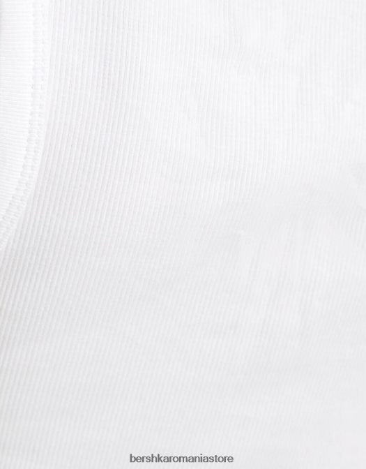 Bershka femei maiou cu nervuri alb Z86D313 îmbrăcăminte