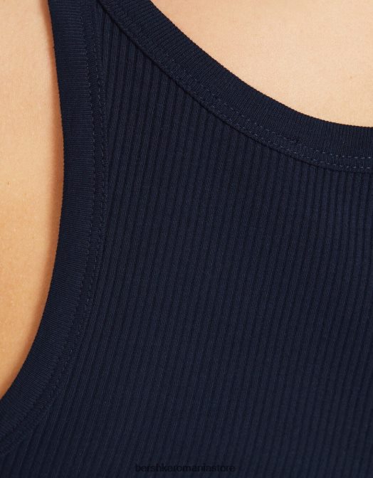 Bershka femei maiou cu nervuri marina Z86D422 îmbrăcăminte