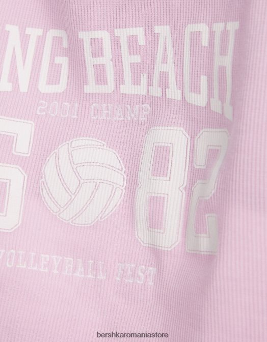 Bershka femei maiou varsity cu spatele deschis roz Z86D609 îmbrăcăminte