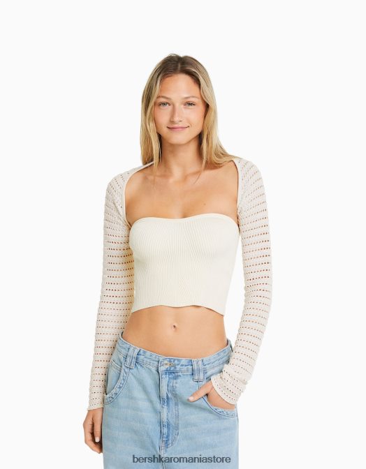Bershka femei încălzitoare de brațe tricotate deschise cremă Z86D304 îmbrăcăminte