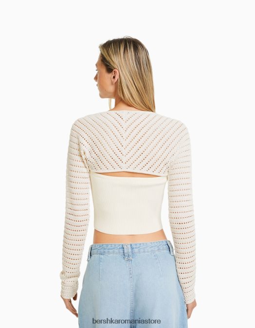 Bershka femei încălzitoare de brațe tricotate deschise cremă Z86D304 îmbrăcăminte