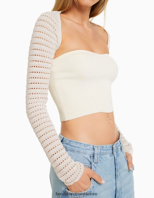 Bershka femei încălzitoare de brațe tricotate deschise cremă Z86D304 îmbrăcăminte