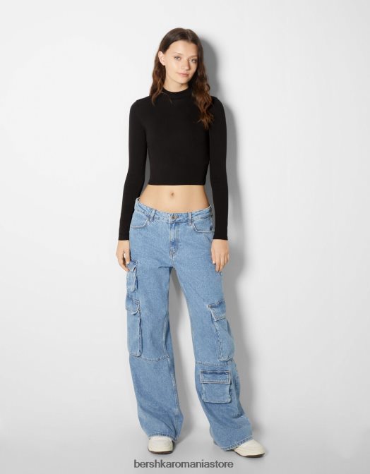 Bershka femei pachet de 2 camasi cu maneca lunga cu gat inalt multicolor Z86D573 îmbrăcăminte