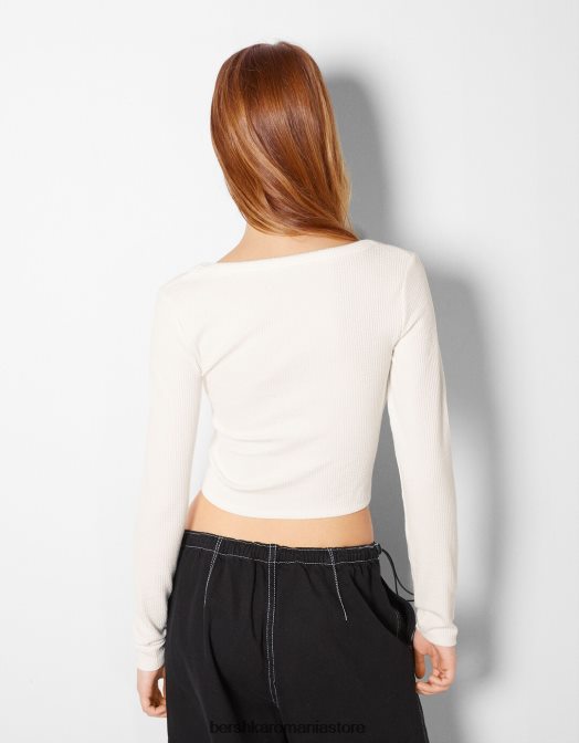 Bershka femei pachet de 2 tricouri cu mânecă lungă cu țesătură cu nervuri multicolor Z86D648 îmbrăcăminte