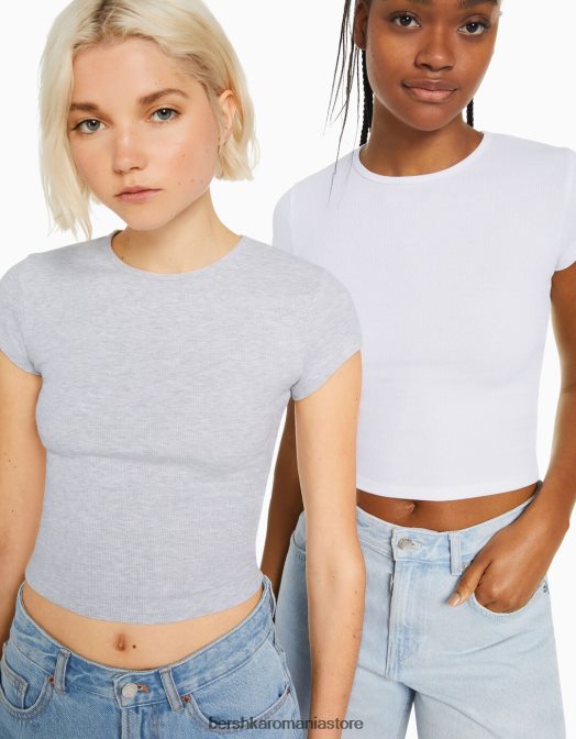 Bershka femei pachet de 2 tricouri striate cu maneca scurta multicolor Z86D330 îmbrăcăminte