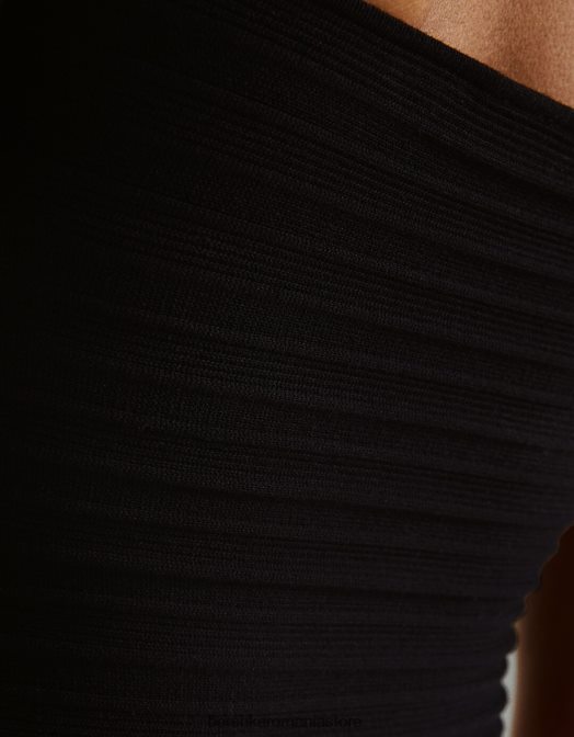 Bershka femei top din tricot cu maneca scurta cu detaliu incrucisat negru Z86D412 îmbrăcăminte