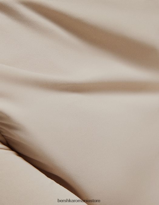 Bershka femei tricou asimetric cu maneca lunga nisip Z86D383 îmbrăcăminte