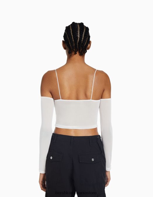 Bershka femei tricou cu bretele cu incalzitoare de brate din tul alte Z86D497 îmbrăcăminte