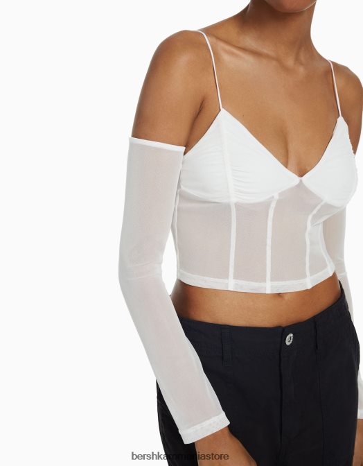 Bershka femei tricou cu bretele cu incalzitoare de brate din tul alte Z86D497 îmbrăcăminte