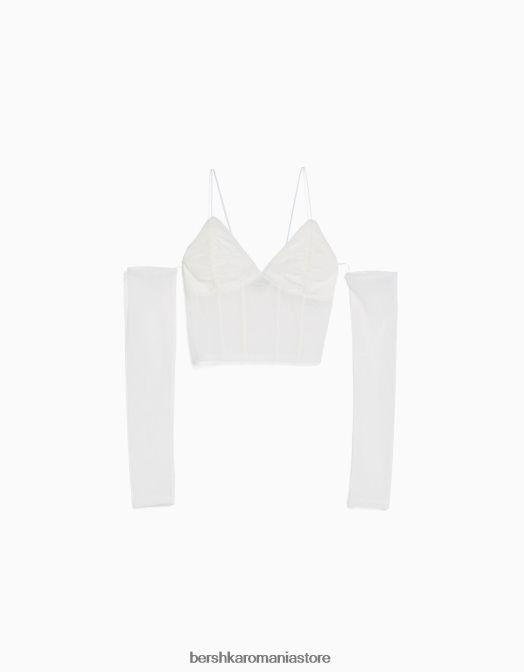 Bershka femei tricou cu bretele cu incalzitoare de brate din tul alte Z86D497 îmbrăcăminte