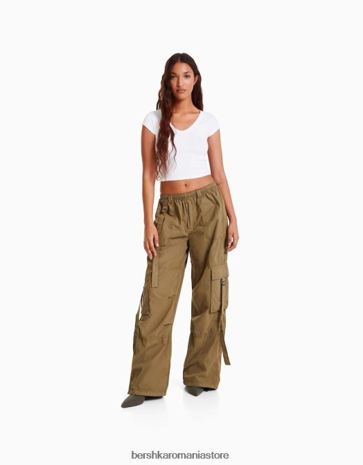 Bershka femei tricou cu decolteu în V, cu mâneci raglan scurte alb Z86D367 îmbrăcăminte