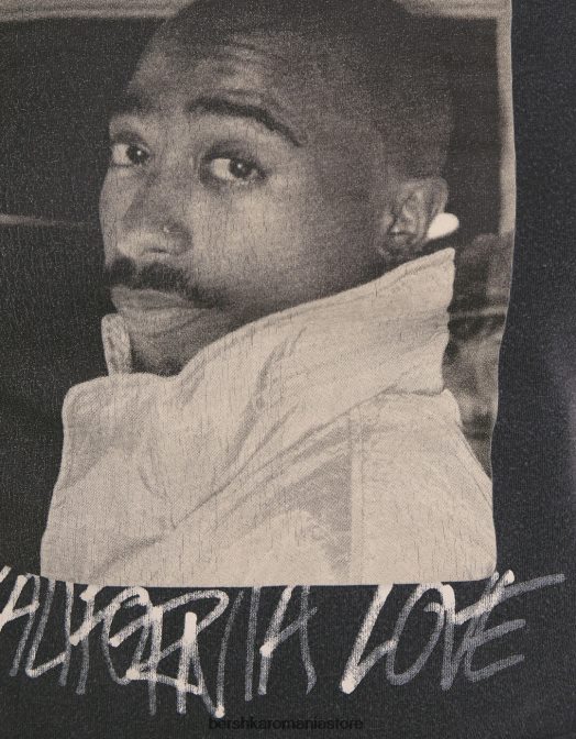 Bershka femei tricou cu imprimeu tăiat fără mâneci tupac gri Z86D289 îmbrăcăminte