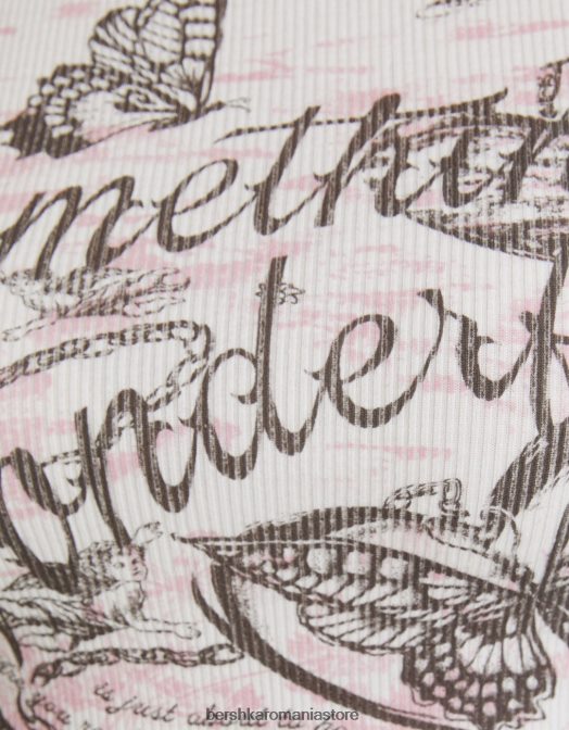 Bershka femei tricou cu mânecă lungă cu nervuri cremă Z86D641 îmbrăcăminte