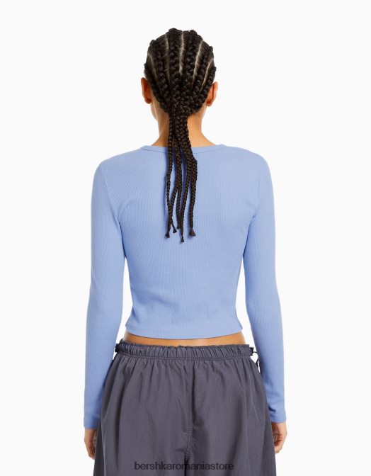 Bershka femei tricou cu mânecă lungă cu nervuri exclusiv Z86D575 îmbrăcăminte