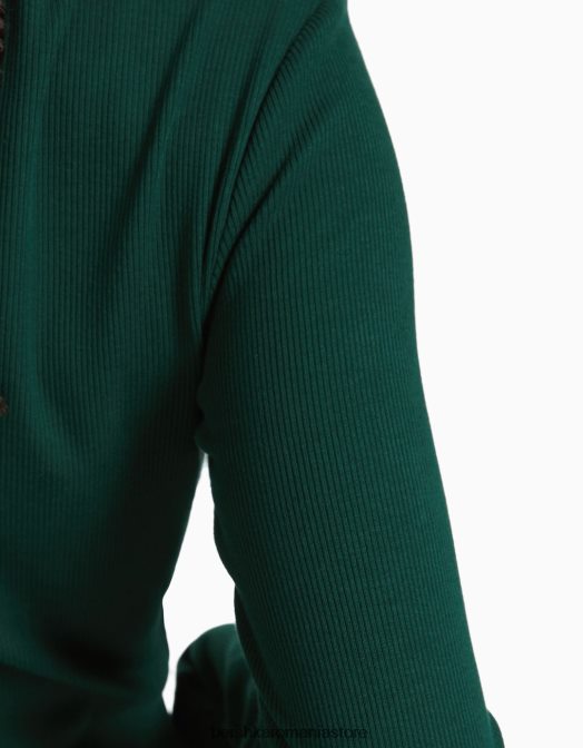Bershka femei tricou cu mânecă lungă cu nervuri verde Z86D437 îmbrăcăminte