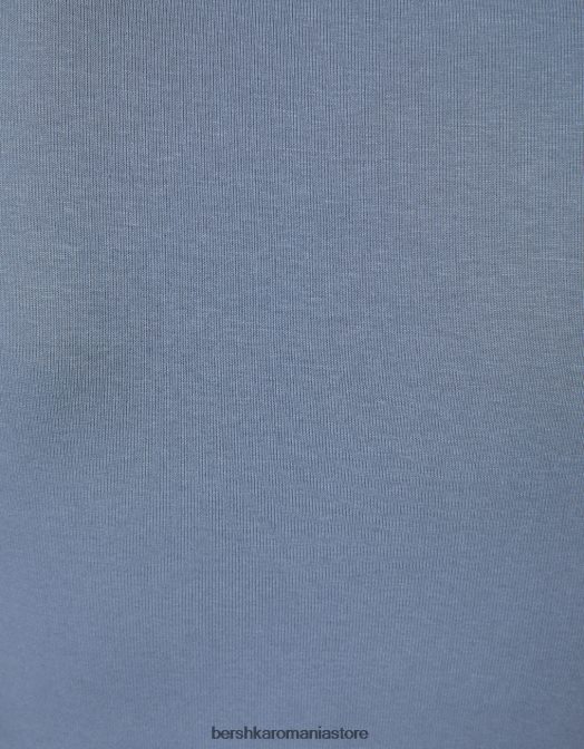 Bershka femei tricou cu mânecă lungă și decolteu în V albastru Z86D548 îmbrăcăminte