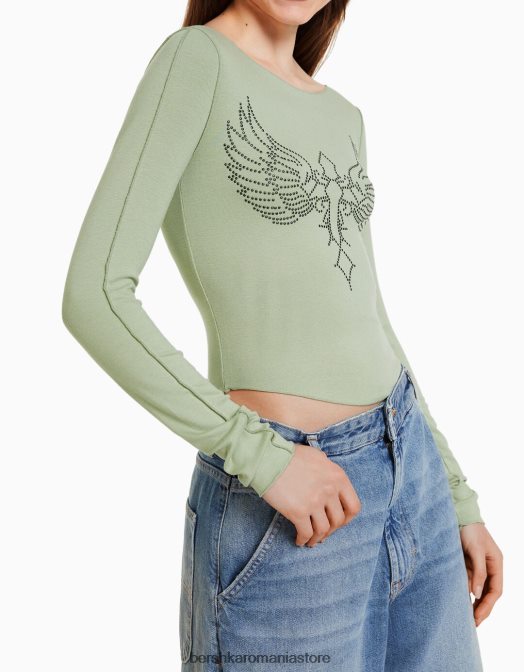 Bershka femei tricou cu mânecă lungă montat cu știfturi alte Z86D454 îmbrăcăminte