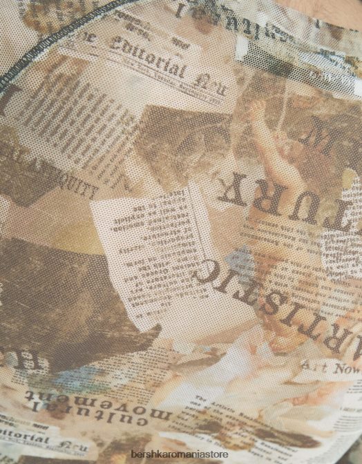 Bershka femei tricou cu mânecă lungă în stil raglan din tul maro Z86D429 îmbrăcăminte