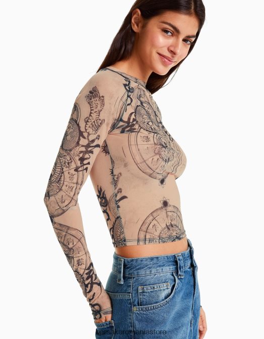 Bershka femei tricou cu mânecă lungă în stil raglan din tul roz Z86D426 îmbrăcăminte