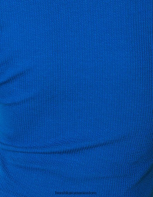 Bershka femei tricou cu mânecă lungă texturat cu nervuri albastru Z86D591 îmbrăcăminte