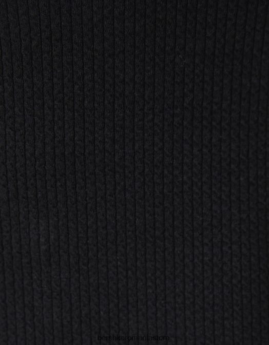 Bershka femei tricou cu mânecă lungă texturat cu nervuri negru Z86D592 îmbrăcăminte