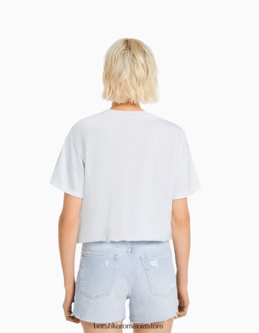 Bershka femei tricou cu mânecă scurtă David Bowie alb Z86D482 îmbrăcăminte