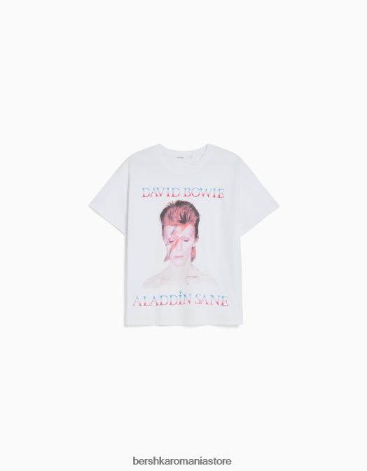 Bershka femei tricou cu mânecă scurtă David Bowie alb Z86D482 îmbrăcăminte