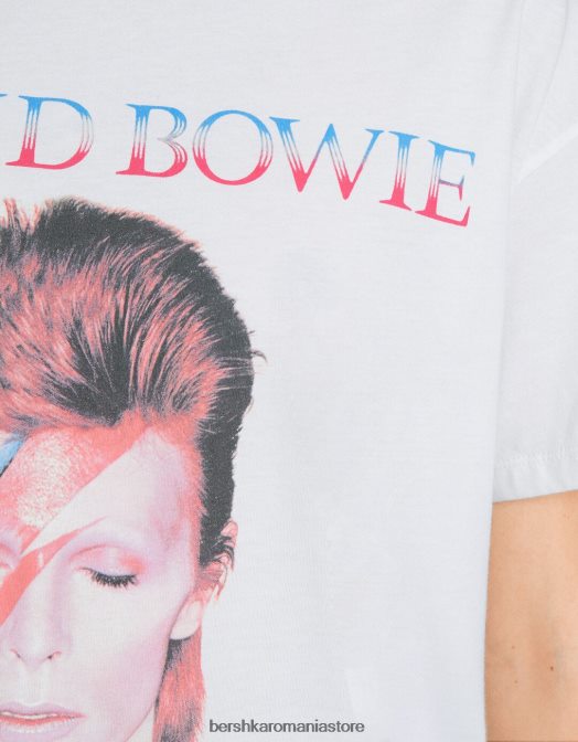 Bershka femei tricou cu mânecă scurtă David Bowie alb Z86D482 îmbrăcăminte