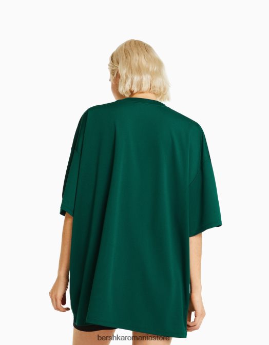 Bershka femei tricou cu mânecă scurtă cu guler polo de fotbal verde Z86D561 îmbrăcăminte