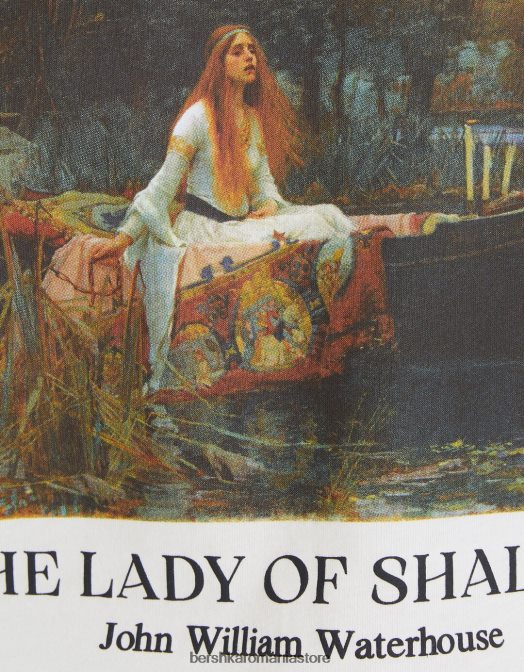 Bershka femei tricou cu mânecă scurtă cu imprimeu din seria de artă aproape alb Z86D448 îmbrăcăminte