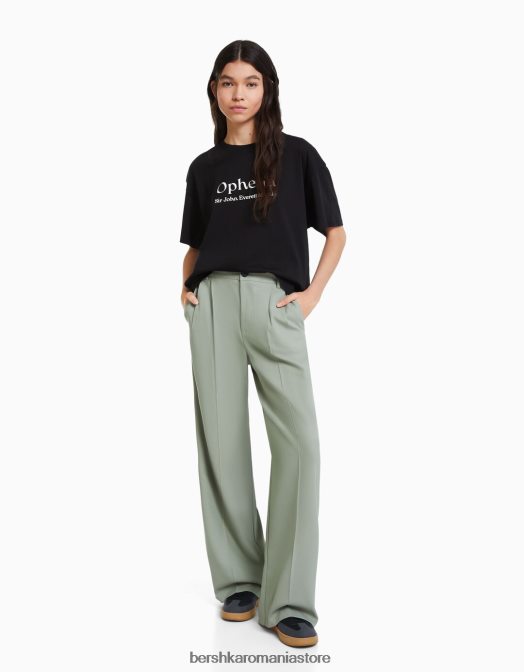 Bershka femei tricou cu mânecă scurtă cu imprimeu din seria de artă negru Z86D446 îmbrăcăminte