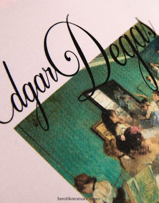 Bershka femei tricou cu mânecă scurtă cu imprimeu din seria de artă roz Z86D438 îmbrăcăminte