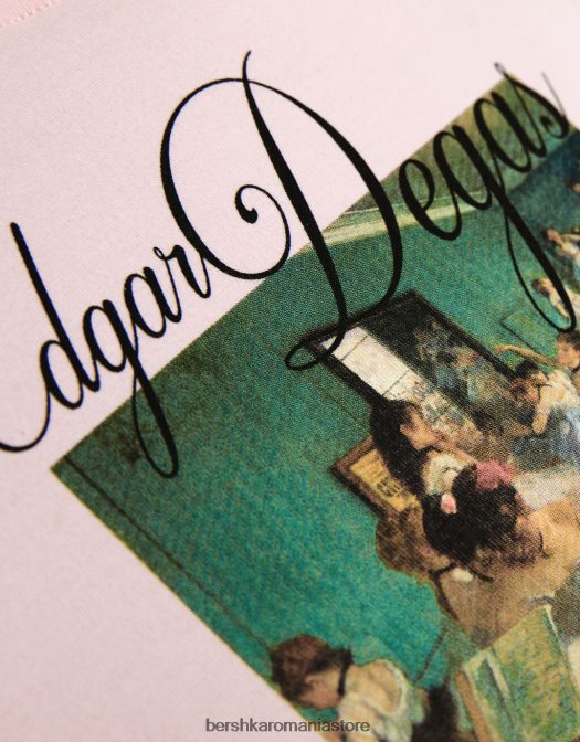 Bershka femei tricou cu mânecă scurtă cu imprimeu din seria de artă roz Z86D439 îmbrăcăminte