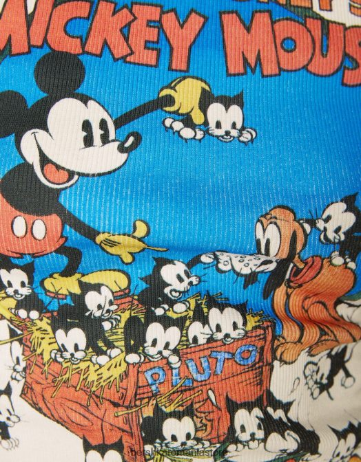 Bershka femei tricou cu mânecă scurtă cu imprimeu mickey mouse aproape alb Z86D580 îmbrăcăminte