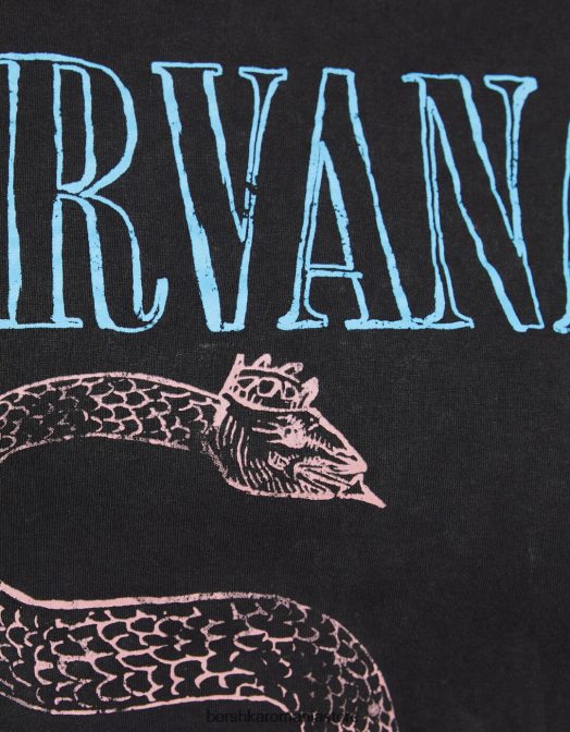 Bershka femei tricou cu mânecă scurtă cu imprimeu nirvana gri Z86D557 îmbrăcăminte