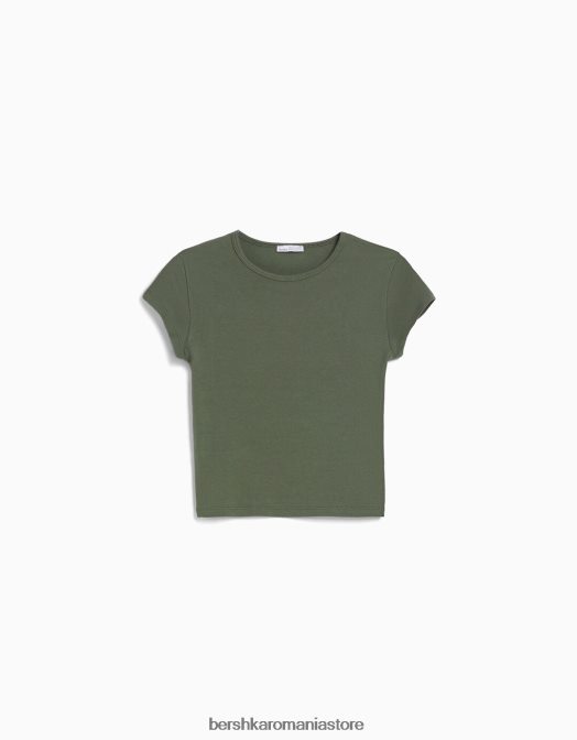 Bershka femei tricou cu mânecă scurtă cu nervuri exclusiv Z86D345 îmbrăcăminte