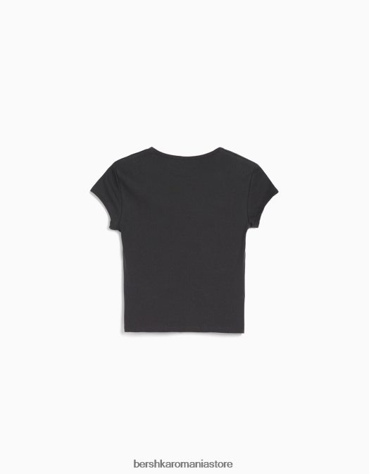 Bershka femei tricou cu mânecă scurtă cu nervuri exclusiv Z86D353 îmbrăcăminte