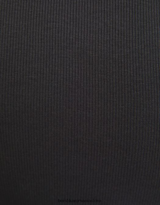 Bershka femei tricou cu mânecă scurtă cu nervuri exclusiv Z86D353 îmbrăcăminte