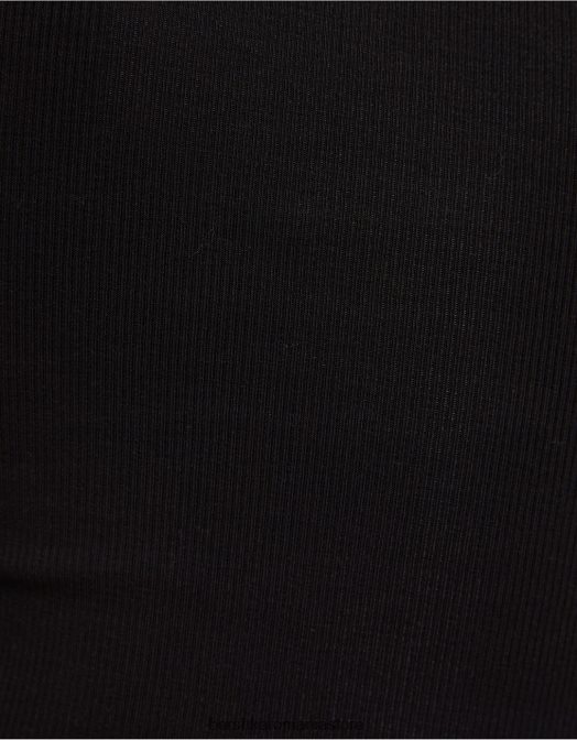 Bershka femei tricou cu mânecă scurtă cu nervuri negru Z86D344 îmbrăcăminte