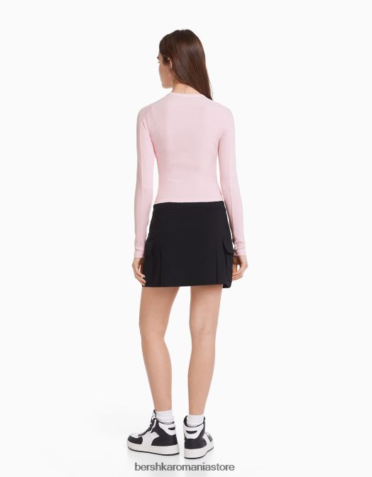 Bershka femei tricou cu maneca lunga cu imprimeu anime roz Z86D645 îmbrăcăminte