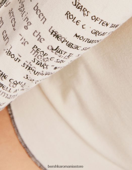 Bershka femei tricou cu maneca lunga cu imprimeu nisip Z86D453 îmbrăcăminte