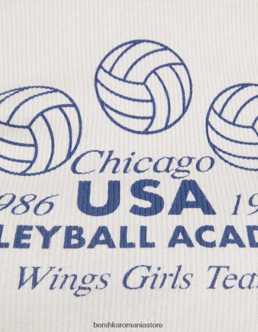 Bershka femei tricou cu maneca lunga in stil raglan alb Z86D642 îmbrăcăminte