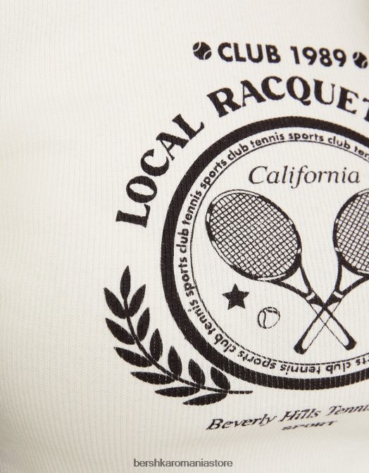 Bershka femei tricou cu maneca lunga in stil raglan alb negru Z86D643 îmbrăcăminte