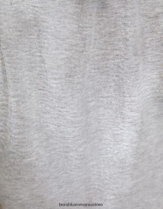 Bershka femei tricou cu maneca scurta cu decolteu gri Z86D567 îmbrăcăminte