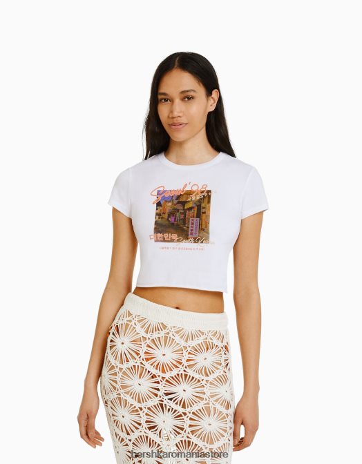 Bershka femei tricou cu maneca scurta cu imprimeu alte Z86D365 îmbrăcăminte