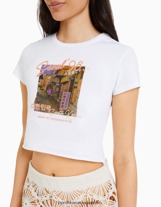 Bershka femei tricou cu maneca scurta cu imprimeu alte Z86D365 îmbrăcăminte