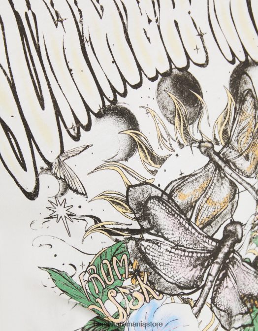 Bershka femei tricou cu maneca scurta cu imprimeu aproape alb Z86D360 îmbrăcăminte